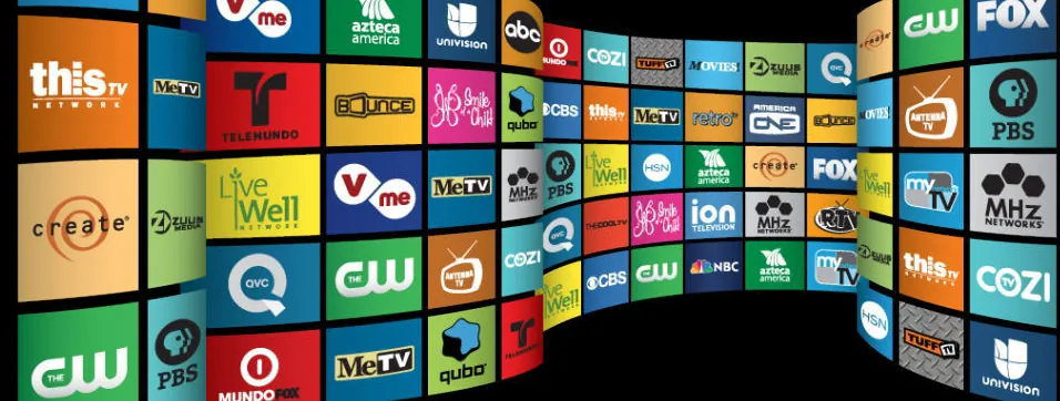 Pared de logotipos de canales de televisión